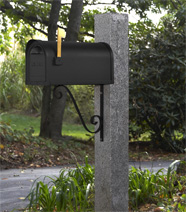 Gray Granite Post with cast aluminum mailbox with with Stainless Steel Hinges and mounting bracket