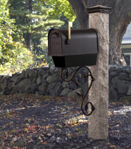 Wheat Granite Post with cast aluminum mailbox with with Stainless Steel Hinges and mounting bracket