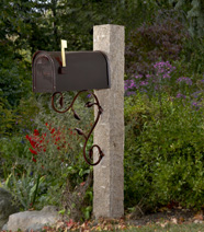 Wheat Granite Post with cast aluminum mailbox with with Stainless Steel Hinges and mounting bracket