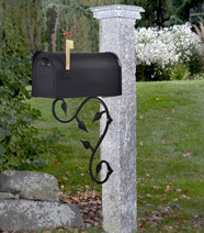 Gray Granite Post with cast aluminum mailbox with with Stainless Steel Hinges and mounting bracket