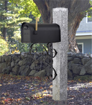 Gray Granite Post with cast aluminum mailbox with with Stainless Steel Hinges and mounting bracket