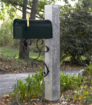 Gray Granite Post with cast aluminum mailbox with with Stainless Steel Hinges and mounting bracket<empty>