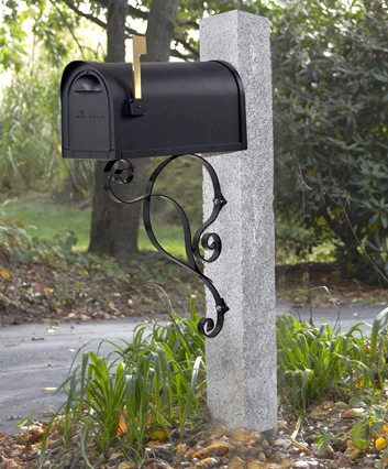Gray Granite Post 6” X 6” X 7’   - • Black Cast Aluminum Mailbox with Stainless Steel Hinges and Black Mounting Bracket