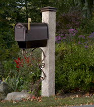 Wheat Granite Post with cast aluminum mailbox with with Stainless Steel Hinges and mounting bracket