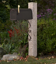 Wheat Granite Post with cast aluminum mailbox with with Stainless Steel Hinges and mounting bracket