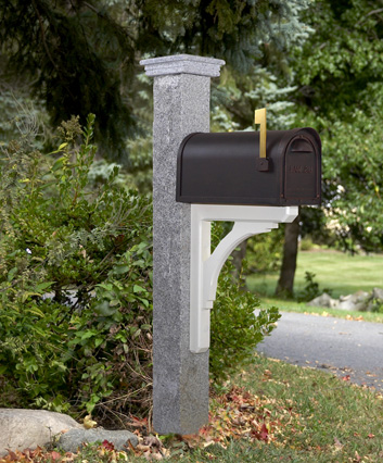 Gray Granite Post 6” X 6” X 7’   - • Black Cast Aluminum Mailbox with Stainless Steel Hinges and Black Mounting Bracket