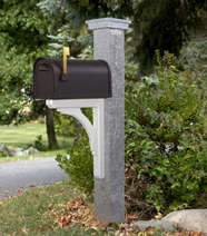 Gray Granite Post with cast aluminum mailbox with with Stainless Steel Hinges and mounting bracket
